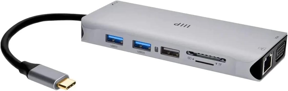 Monoprice 12-in-1 Dual-HDMI + VGA MST Triple Monitor Docking Station, Dual 4K HDMI, VGA, 5Gbps USB‑A, Gigabit Ethernet, SD/MicroSD Readers, 100W PD, 3.5mm Dual Audio/Microphone Jack
