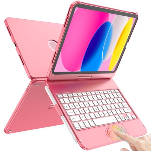 TQQ Touchpad Keyboard Case for iPad A16 11th Generation 2025 and 10th Generation 2022 (11/10.9 inch) Multi-Touch Precision Trackpad 360 Rotatable Thin & Light Compatible with iPad 11/10 Gen