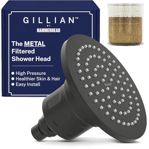 Image of Gillian Filtered Shower Head for Hard Water - High Pressure Metal Showerhead Filter For Hair and Skin with Genuine KDF-55 - Removes Toxic Chemicals, Chlorine and Heavy Metals, Matte Black
