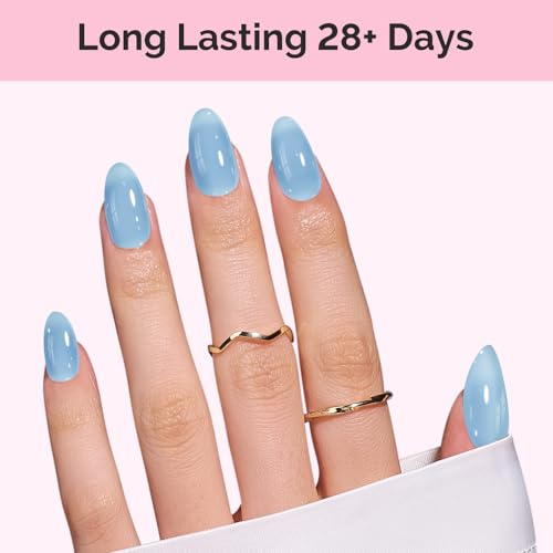 Image of MelodySusie Blue Gel Nail Polish, 0.5Fl.oz Jeweliver Jelly Gel Polish Translucent Plastel Haze Blue Neutral Color Soak Off UV LED Gel Polish Nail Art Design Manicure Salon DIY At Home JP53