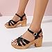 Imagen de Zapatos italianos mujer verano hebilla de punto sólido sandalias gruesas tacón alto cuña zapatos mujer vestidos de verano