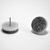 ajile - 4 pezzi Supporto di protezione per pavimenti con feltrini anti-graffio, fissaggio con chiodo diametro 28 mm Base in plastica BIANCO, adatti per tavoli, sedie, poltrone - FFN228