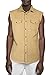 NUTEXROL Mens Sleeveless Denim/Cotton Shirt Biker Vest 2 Front Pockets Khaki XL
