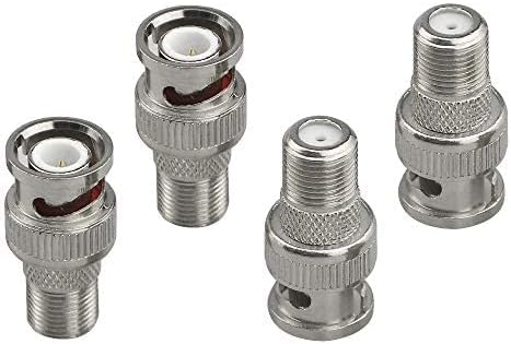 BGTXINGI 20PCS BNC Male Plug to F Female Plug Nickel Plated Coax Connector Coupler with Copper Pin Fixed Inside for CCTV Security Camera System