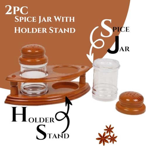 Image of Nabhya Complete Dining Table Set of Pickle Jars, Salt and Pepper Dispenser, Toothpick Holder and Spoon Holder(Wooden Look Design, Plastic) (Rasoi)