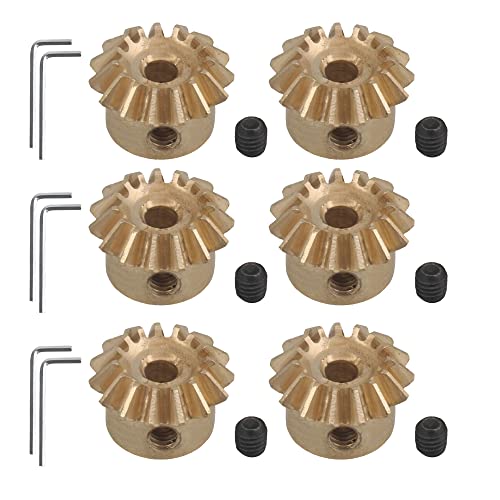 Pignon biseau en cuivre 0,8 moule 15 dents de haute précision avec vis, lot de 6 pièces