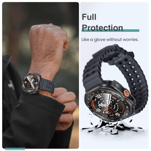 Image of Tensea 5+5PCS for Samsung Galaxy Watch Ultra 2 47mm Screen Protector & Case | Hard PC Bumper / HD Anti-Fog Tempered Glass Protective Film Accessories, Face Cover Set for Women Men