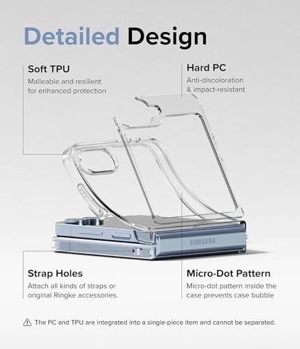 Image of Ringke Fusion Compatible with Samsung Galaxy Z Flip 6 and Z Flip 7 FE Case Back Cover Transparent Non-Slip Hard PC Shockproof TPU Bumper Protective Phone Case - Clear