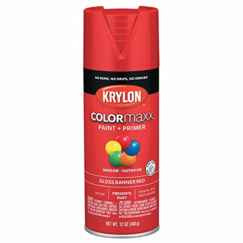 Krylon K05503007 COLORmaxx Spray Paint and Primer for Indoor/Outdoor Use, Gloss Banner Red 12 Ounce...