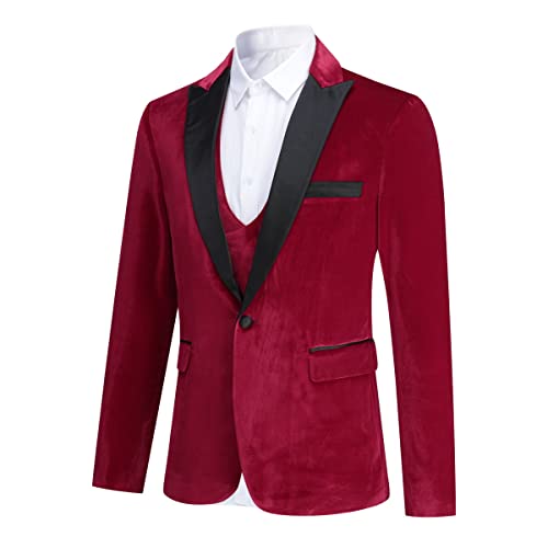 Iynnijoy Men's 3-Piece Gold Velvet Suit Tuxedo Slim Fit 1 Button Blazer Jacket for Prom Dinner Party Wedding3