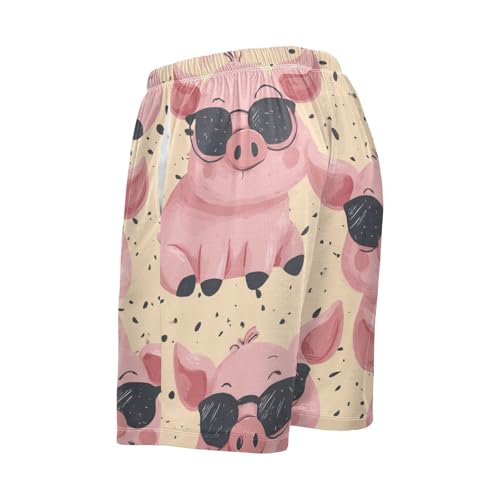 Men's Short Pajama Bottoms Cute Pig Cartoon Home Casual Sleep Pants2