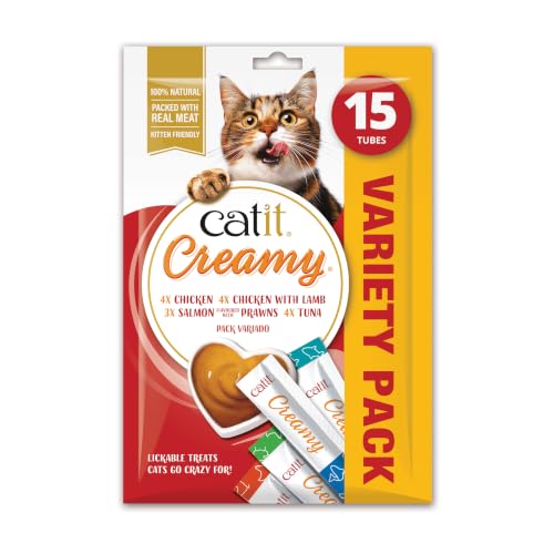 Catit Creamy Variety Pack Lickable Cat Treats for Cats & Kittens 15x10g