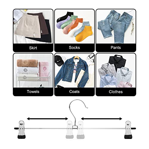 Miniatura 3 de Guanjune - Juego De 10 Perchas De Falda Con Clips Antideslizantes Ajustables Para Pantalones, Ahorro De Espacio De Metal Para Abrigo, Ropa, Vaqueros, 30 Cm De Largo 10 Unidades