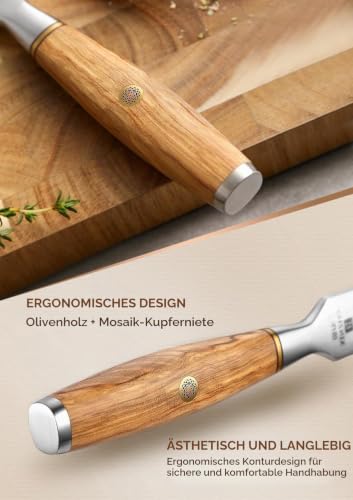 Foto von XINZUO 29.7cm Fleischgabel Tranchiergabel 430 Edelstahl, Serviergabel Steakgabel professioneller multifunktionales Grillgabel Bratengabel Kochgabel -mit Olivenholz Griff -exquisite Geschenkbox