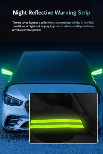 Image of Persevere Windshield Snow Cover with Magnetic, Car Windshield Cover with Earmuffs & Hooks, 9 Strong Magnets, 5-Layers Thickened Universal Waterproof Windproof All-Season (71''Lx54.7''W)