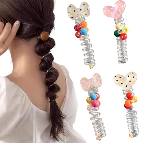 No Damage Soft Elastic Spiral Hair Ties, Spiral Elastic Hair Bands, Twisted Hair Wire Pony Hairwire, for Women & Girls (f)