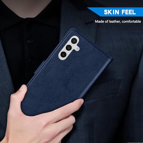 Image of ZZXX for Samsung Galaxy S25 Wallet Case with [RFID Blocking] Card Slot Kickstand Magnetic Closure Leather Flip Fold Protective Phone Case for Samsung Galaxy S25 5G Case Wallet(Blue-6.2 inch)