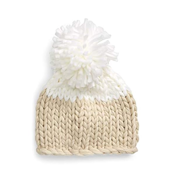 Free People Gorro con pompón, color marfil/marrón para mujer, talla única