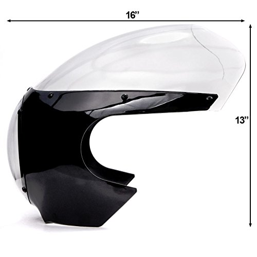 Motorcycle 5-3/4" Headlight Fairing Screen Black & Clear Retro Cafe Racer Drag - Thumbnail 4