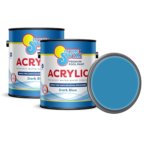 In The Swim Non-Slip Acrylic Swimming Pool Paint - Dark Blue - For Smooth Bare Cement Surfaces Previously Acrylic Coating or Rubber Base Paint Coating - 1 Gallon - 2-Pack
