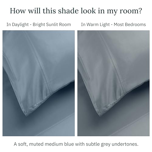 California Design Den Certified Luxury 100% Pure Egyptian Cotton Sheets Set - Soft and Durable Sateen, Deep Pocket Cal King Sheet Set - Blue Hydrangea