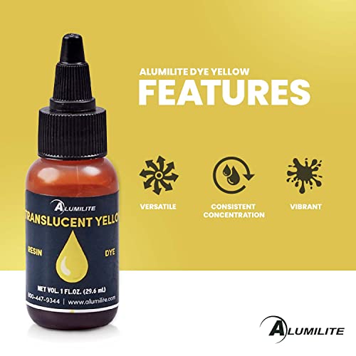 Alumilite Dye Liquid Color Tint Yellow (1 oz) Highly Concentrated Colorant or Pigments for Casting Resins, Epoxy Coating, and Urethane | Used in Coloring Clear, Translucent, Opaque Color Arts & Crafts
