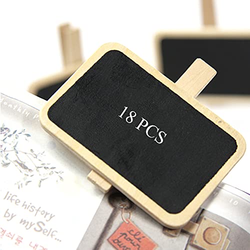 Hahiyo 2.78 X 2 Inch Mini Chalkboard Clip Help Marking Nice Display Easy Writing Quick Switch Reusable Rectangle Wooden Message Board Labels Signs 18 Pcs For Party Food Tag Memo Note Organize Pantry #TOP6