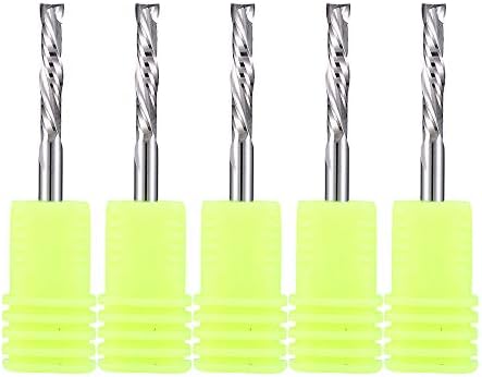 HOZLY 1/8 Inch Shank Carbide End Mills(3.175x17mm) Up & Down Cut CNC Spiral Router Bits 2 Flutes Milling Cutter for Engraving Milling 3D sculpturing Roughing Composite Multilayer Pack of 5