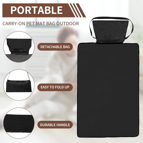 Adiwo Faltbare wasserdichte Haustier Decke, 100 x 70cm Camping Decke Hund Katze Mat Wärmende Hundedecke mit Tasche Hundebett Hundematte Hundedecken für Outdoor Innen Reisedecke für Haustier(Schwarz)