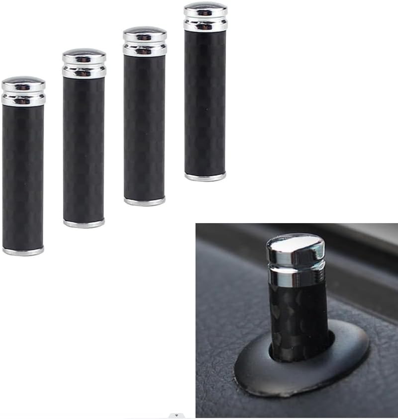 ZKFAR 4 PCS Carbon Fiber Auto Door Lock Pin Cover, Car Lock