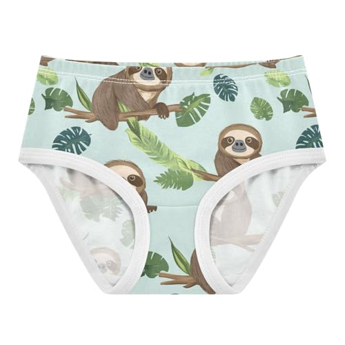 Wusikd Sloth Girls' Underwear Cotton Tropical Animal Girls Briefs Soft Toddler Underwear 2T