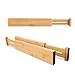 VaeFae Adjustable Bamboo Drawer Dividers, Expandable Drawer Organizer for Kitchen, Bedroom, Bathroom, Dresser and Office, 6-Pack