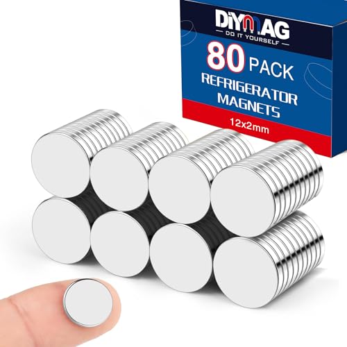 DIYMAG 80Pcs Small Refrigerator Magnets, 12x2mm Round Rare Earth Magnet