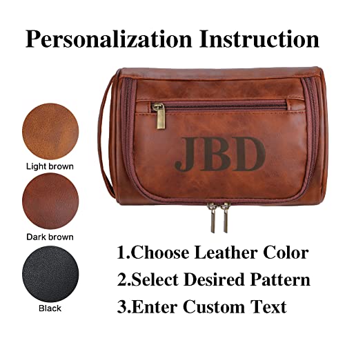 Personalized Toiletry Bag For Men, Husband, Boyfriend, Dad Capacity Leather Travel Dopp Kit Handcrafted Engraved Custom Name Unique Gift For Birthday| Anniversary| Fathers Day| Wedding Groomsmen Gifts