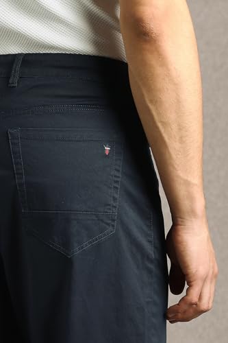 Image of Louis Philippe Men's Slim Fit 5 Pocket Made of Stretch Fabric Solid Casual Trouser