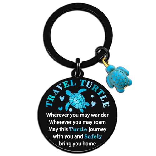 UIWIHHP Travel Turtle Keychain Travel Gifts for Women Men Good Luck Charm Sea Turtle Gifts for Turtle Lovers Cute Travel Accessories Traveling Gift Ideas Unique Birthday Christmas Stocking Stuffers