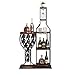 PAUKIN 5 Tier Freestanding Wine Rack with Hanging Wine Glass Holder and Organizer, Wine Storage Home Bar. 11 Bottle Wine Grill for Kitchen, Dining Room., Antique Brown. (Metal & Wood, Antique Brown)