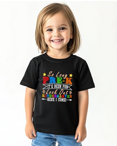 Image of First Day of Preschool Shirt Pre K Shirts for Girls Boys Toddler Kids 1st Day of Kindergarten Gift Cotton Tee 2T-7Y