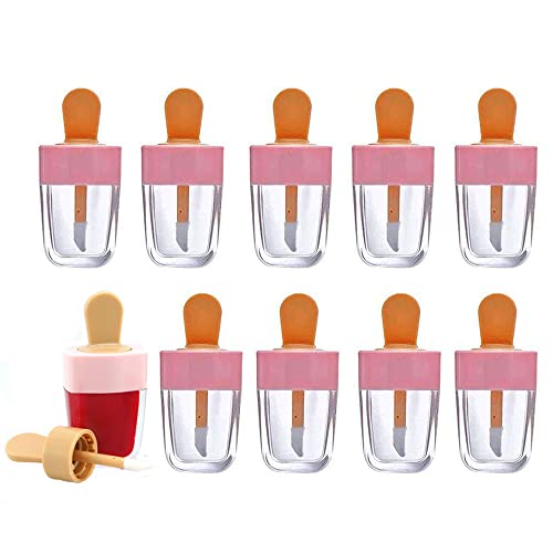 Leere Lipgloss Tub, 10 Stück Leere Lipgloss-Behälter, Nachfüllbare Lipgloss Tuben, Mini Lipgloss Tubes, Kosmetische Spenderflaschen, für DIY Lipgloss, Lippenbalsam, Kosmetik, Pink Cover
