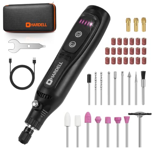 Image of HARDELL Mini Cordless Rotary Tool, 4V 5-Speed Portable Rotary Tool with 43 Accessories, Type-C Charging DIY Craft Tool for Sanding,Carving, Polishing, Jewelry,3D Priting