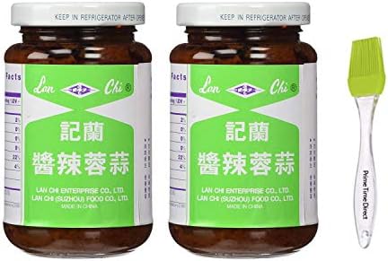 Lan Chi Chili Paste Bundled with Garlic 8 oz (Pack of 2) Bundled with Silicone Basting Brush in a Prime Time Direct Bag