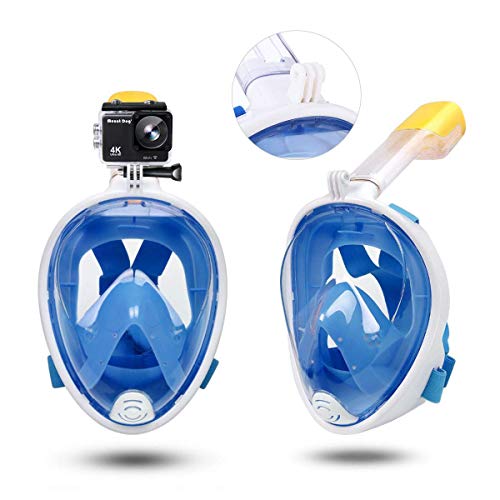 Mountdog Snorkel Mask Full Face Snorkeling Mask With Panoramic View And Action Camera Mount,Anti-Fog And Anti-Leak Design Dive Mask For Adults And Youth (Blue, L/Xl) #TOP1