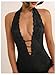 SweatyRocks Women's Sexy Deep V Neck Lace Halter Mini Dress Open Back Bodycon Club Dresses Rave Outfits Black Large