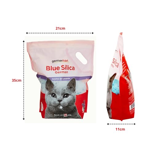 Germanhart Areia Higiênica para Gatos com Cristais de Sílica Azuis, Pack de 2 un, Antiodor e Neutral
