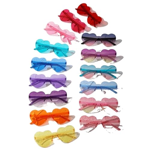 Lunettes de soleil sans monture en coeur, lot de 15 paires mixtes pour fête