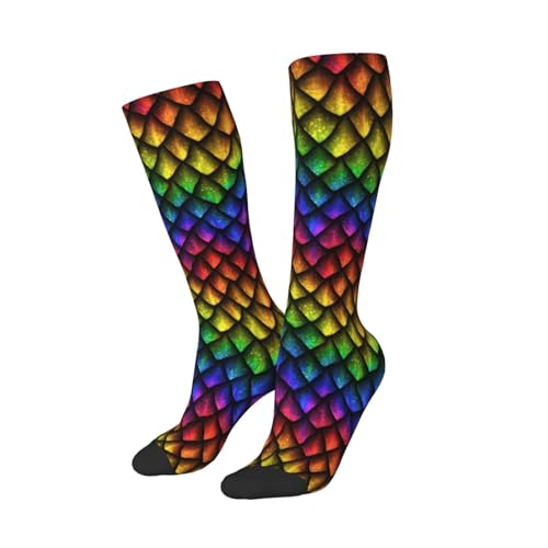 Dragon Scales Youth Men and Women Soccer Socks Slip High Socks for Running, Travel, Athletic