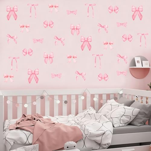 Pegatinas de pared moño rosa 56 piezas miniatura 4