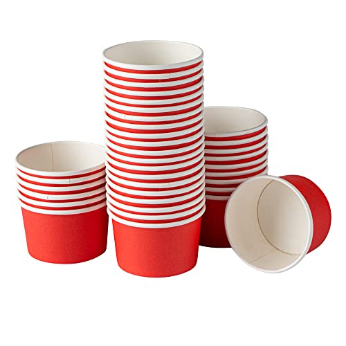 Image of Restaurantware Red 50 Count To Go Cup Disposable 3 x 3 x 1.8 Inches Paper Mini Cup Grease-Resistant Cup Recyclable Durable Design