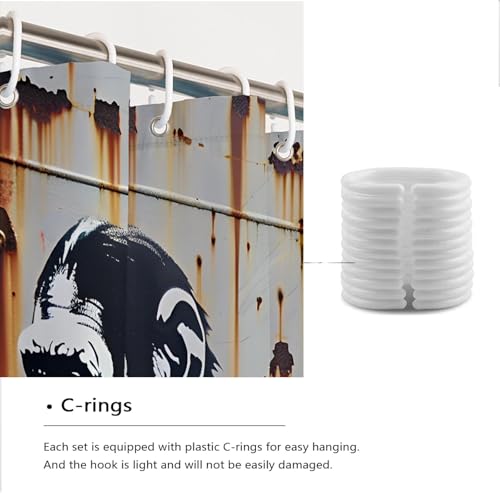 SHUODAOCO Vintage Shower Curtain with Hooks Distressed Gorilla Animal Bath Curtains Waterproof Polyester Fabric Home Bathroom Bathtubs Decor 48Wx72L - Thumbnail 4