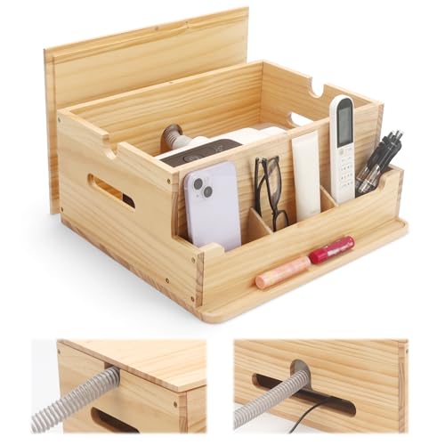 Solid Pine Wood CPAP Storage Box to Hide Machine & Hoses for ResMed AirSense 11/10, Natural Nightstand Organizer for Resvent, DreamStation, BMC, Bedside CPAP Supplies for Home Decor & Cable Management